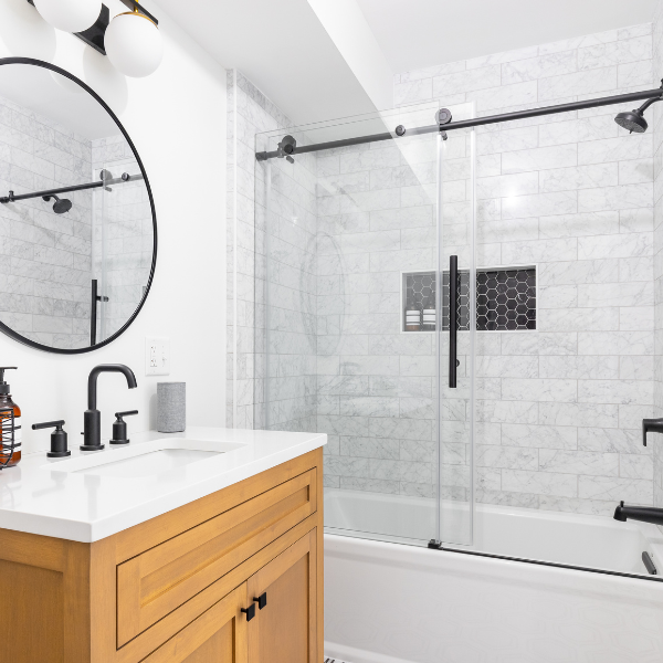 bypass sliding door on tub.